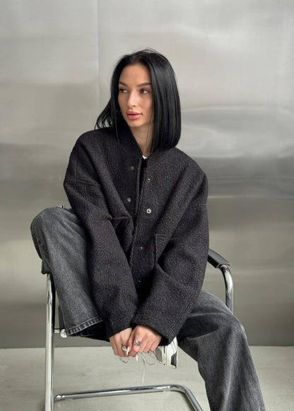 Loose-Fit Fleece Jacket With Button Fastening