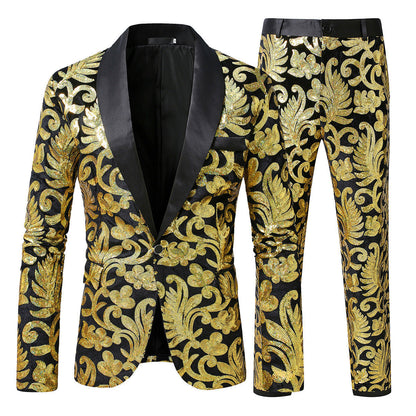 Men's Glitter Suit Set Elegant Evening Wear