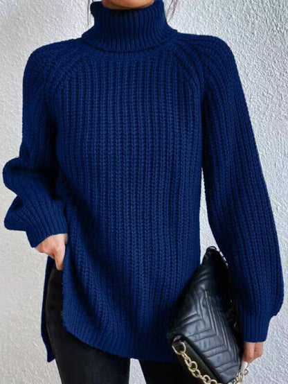Women's Knitted Jumper High Neck Honeycomb Pattern Elegance