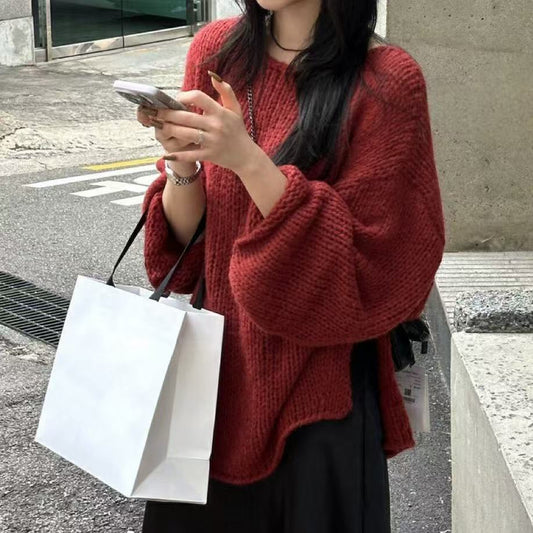 Übergrößer Pullover Langarm Off Shoulder Casual Style - IdealeKleiden