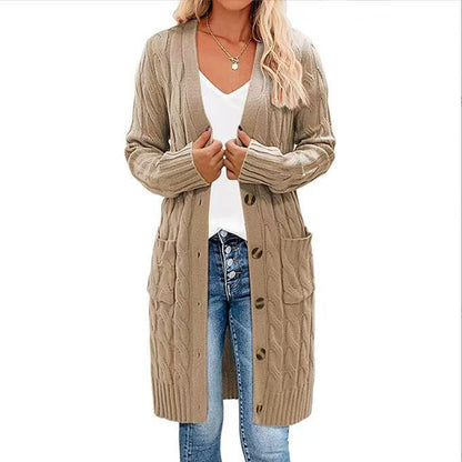 Women's Cardigan Chunky Knit Warm with Pockets and Buttons