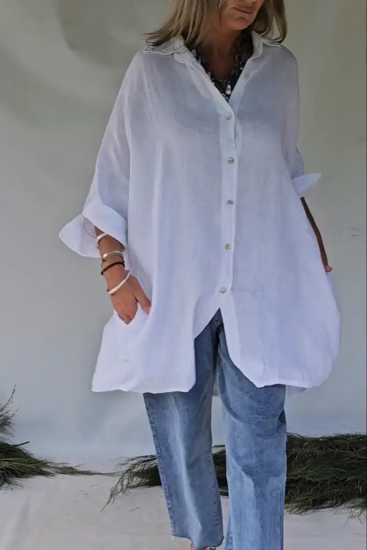 Women's Blouse Oversize Casual Press Stud