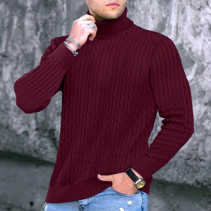 Men's Turtleneck Sweater Elegant Cable Knit Design