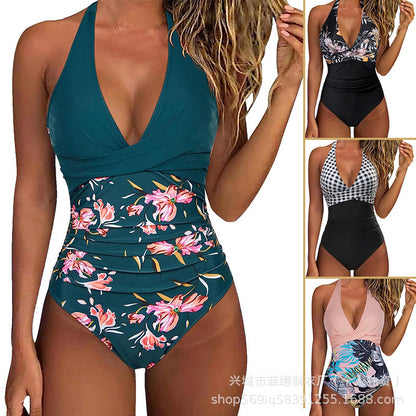 Sommer Badeanzug Damen Blumenmuster - IdealeKleiden