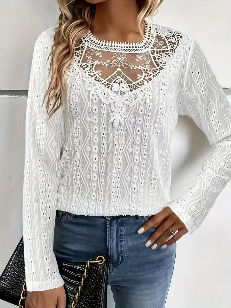 Women's Blouse Elegant Lace Openwork