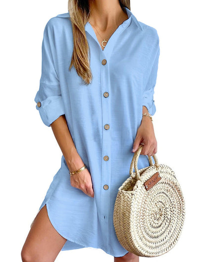 Women's Blouse Dress Elegant Button Details