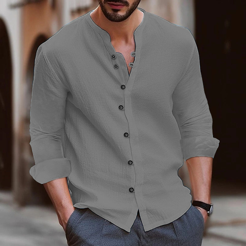 Men's Shirt Elegant Button Placket Structured Design