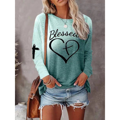 Comfortable Longsleeve Shirt Relaxed Fit Graphic Print