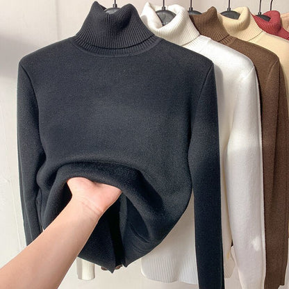 Soft Turtleneck Sweater Women Teddy Fleece