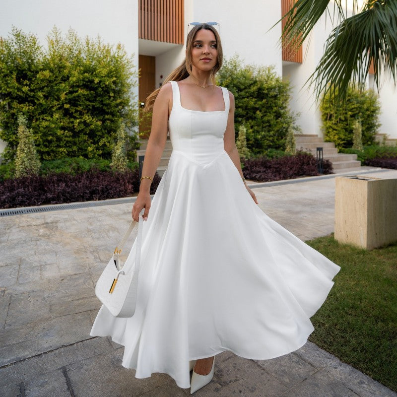 Women's Maxi Dress Elegant A-Line Square Neck