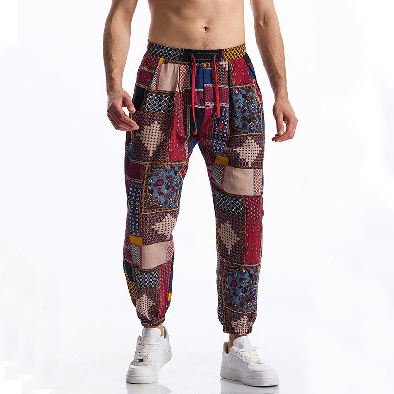 Men's Casual Pants Colorful Patterned Elastic