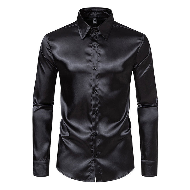 Herren Hemd Satin Glanz Elegant Knöpfe