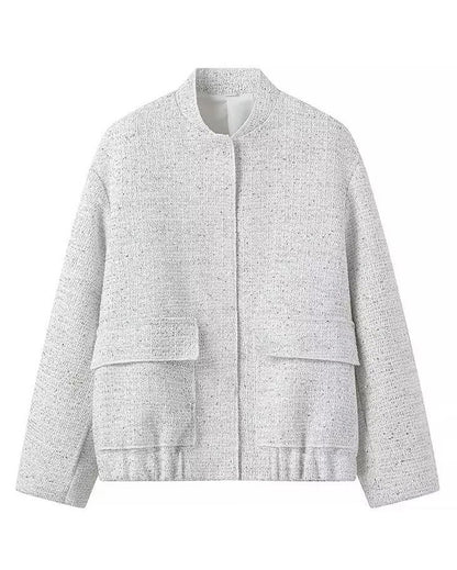 Gold Sequin Stand-Up Collar Jacket Elegant