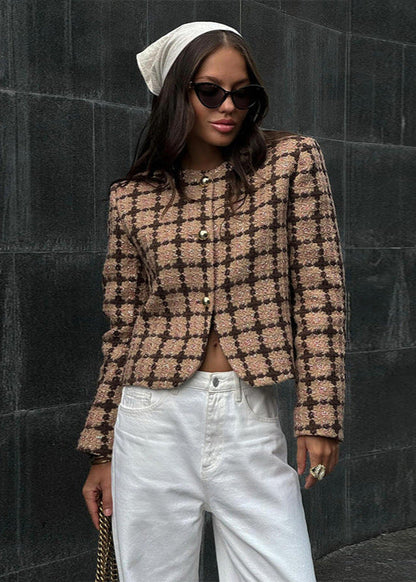 Stylish Tweed Checkered Jacket for Women