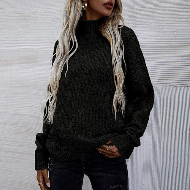 Women's Turtleneck Sweater Solid Color Fall