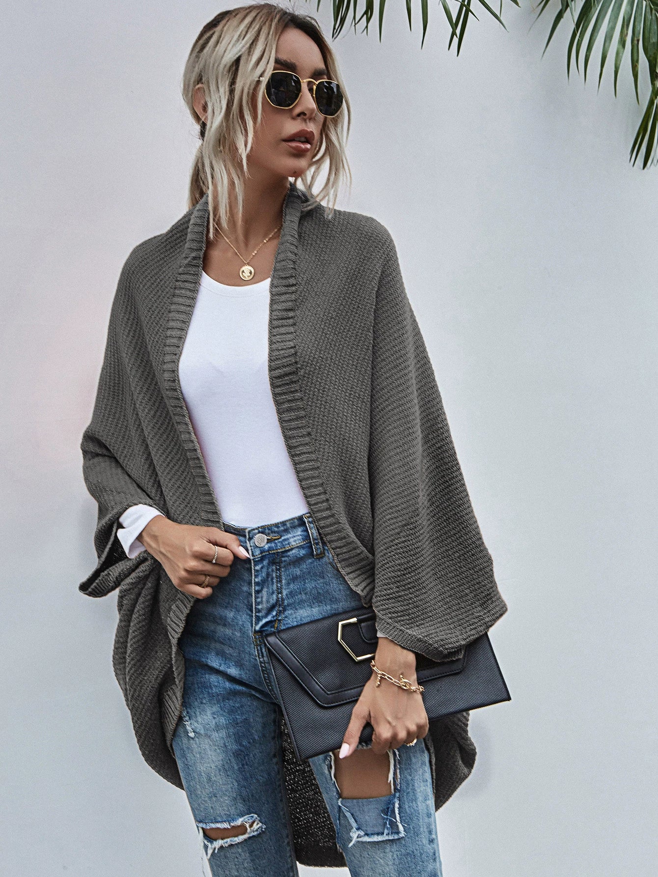 Women's Oversized Wool Batwing Cardigan