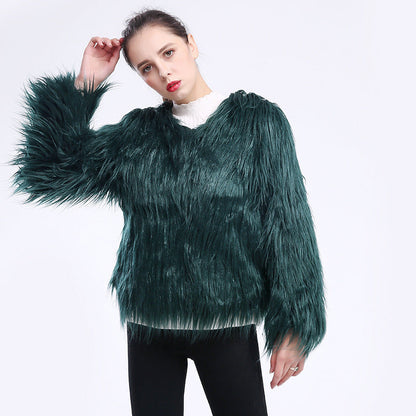Women's Faux Fur Coat Soft Long-Sleeved Elegant