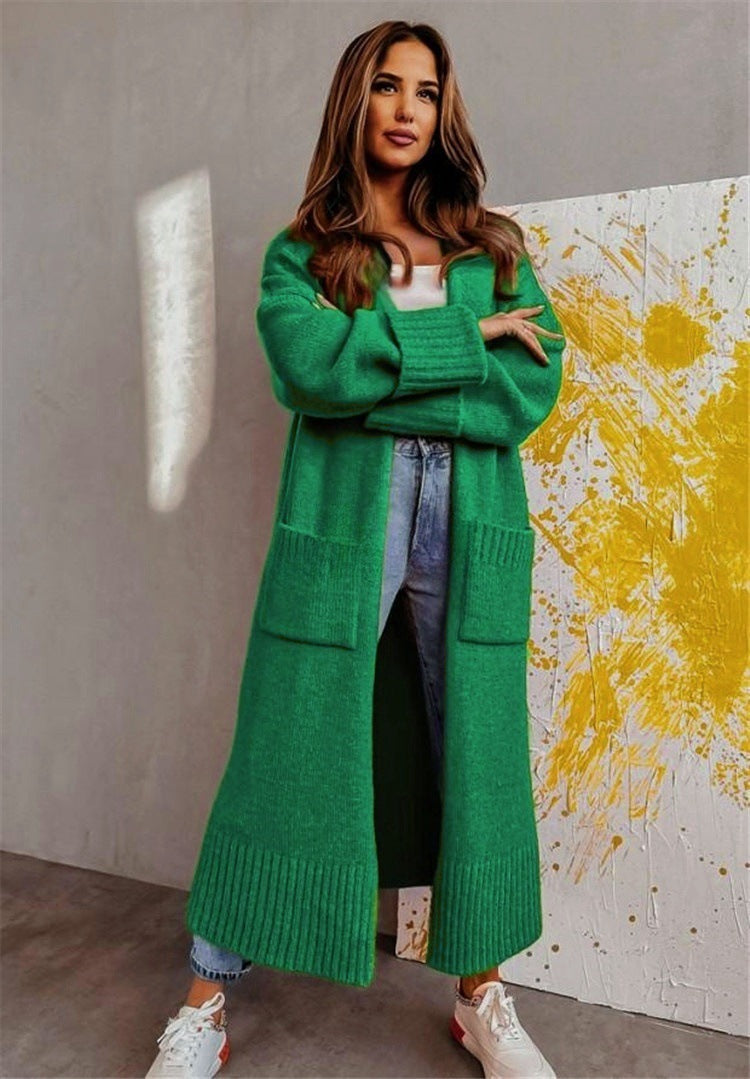Longline Open-Front Cardigan with Pockets