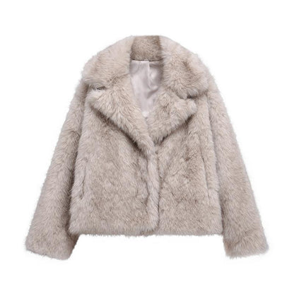 Women's Elegant Long Faux Fur Blazer