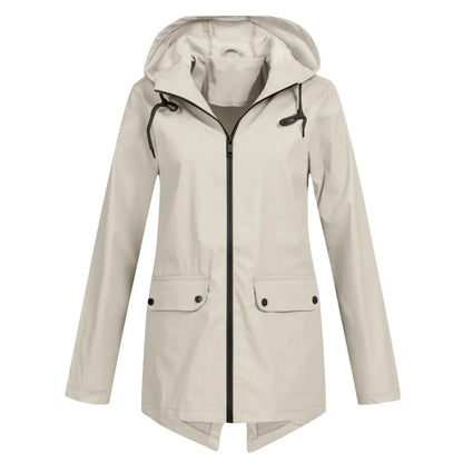 Women's Long Hooded Waterproof Raincoat