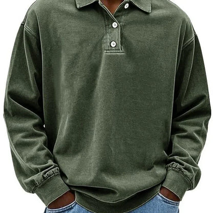Men's Long-Sleeved Sporty Polo Shirt