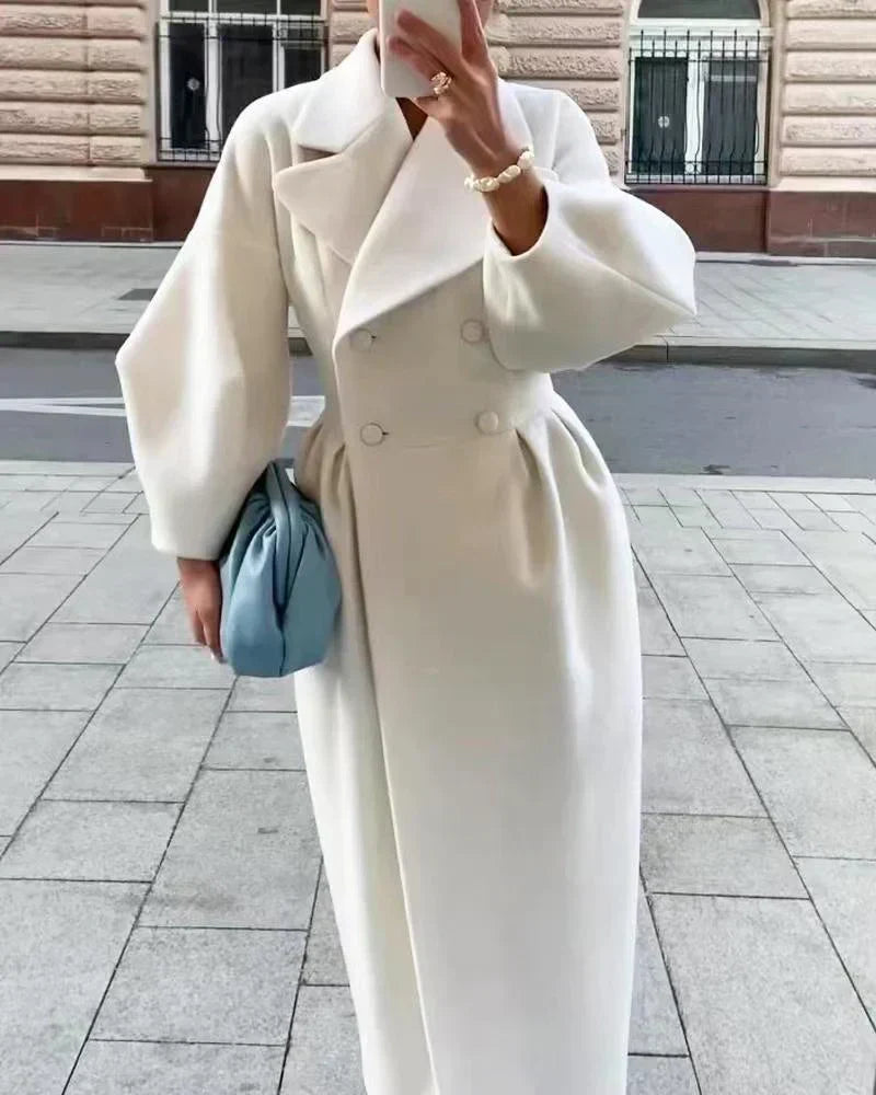 Elegant Wool Coat Double-Breasted Fitted