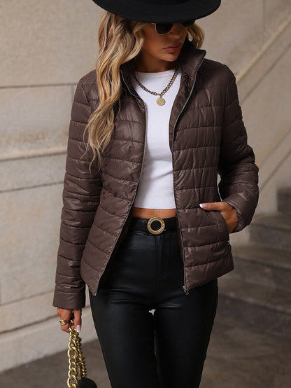 Quilted Women's Jacket Fitted Padded Zipper