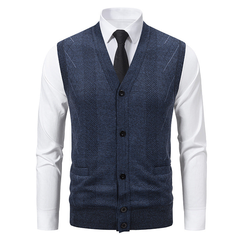 Men's Cardigan Classic V-Neck Cable Knit