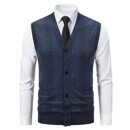 Men's Cardigan Classic V-Neck Cable Knit