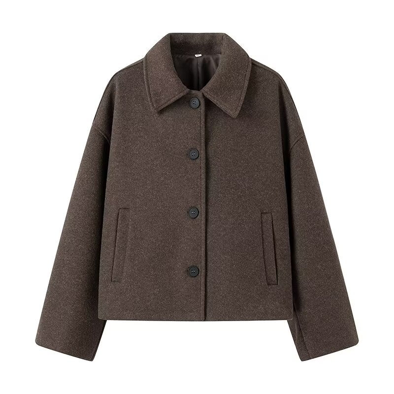 Women's Cropped Wool Jacket Modern Chic with Pockets