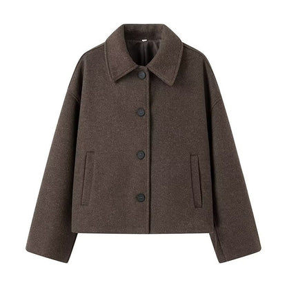 Women's Cropped Wool Jacket Modern Chic with Pockets