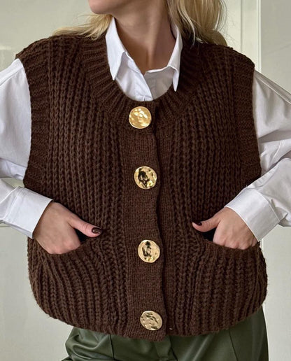 Große Strickweste Wollmischung Übergröße
