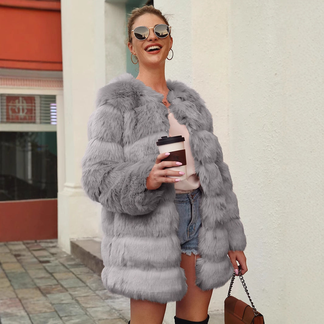 Women's Faux Fur Jacket Long Generous Modern