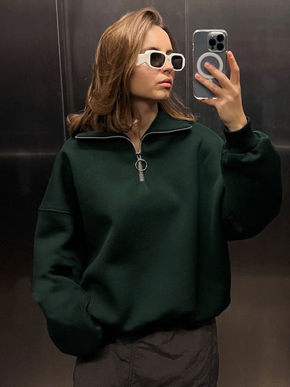 Women's Modern Zip High-Neck Sweater