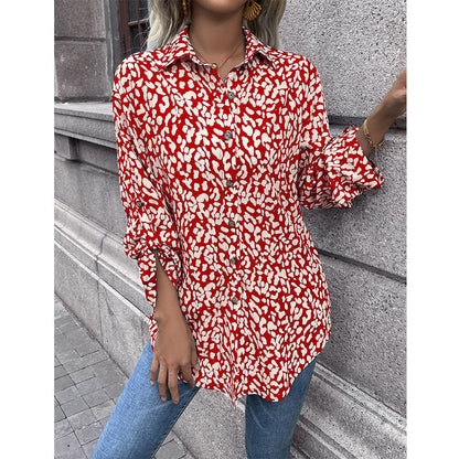 Damenbluse Leicht Animal-Print Komfort-Schnitt