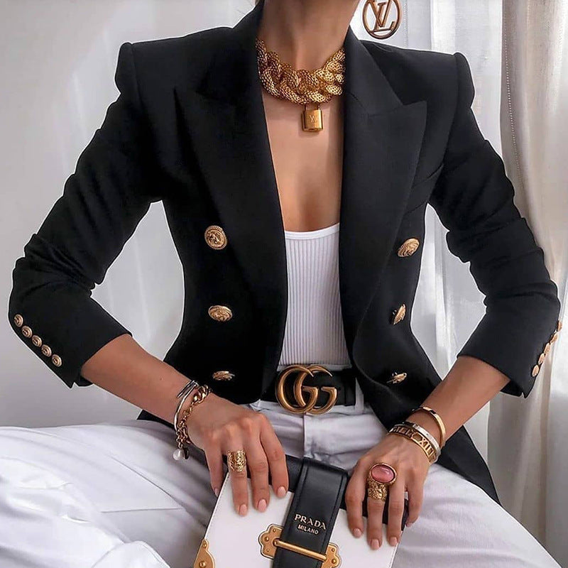 Women's Blazer Elegant Gold Buttons Business Suit