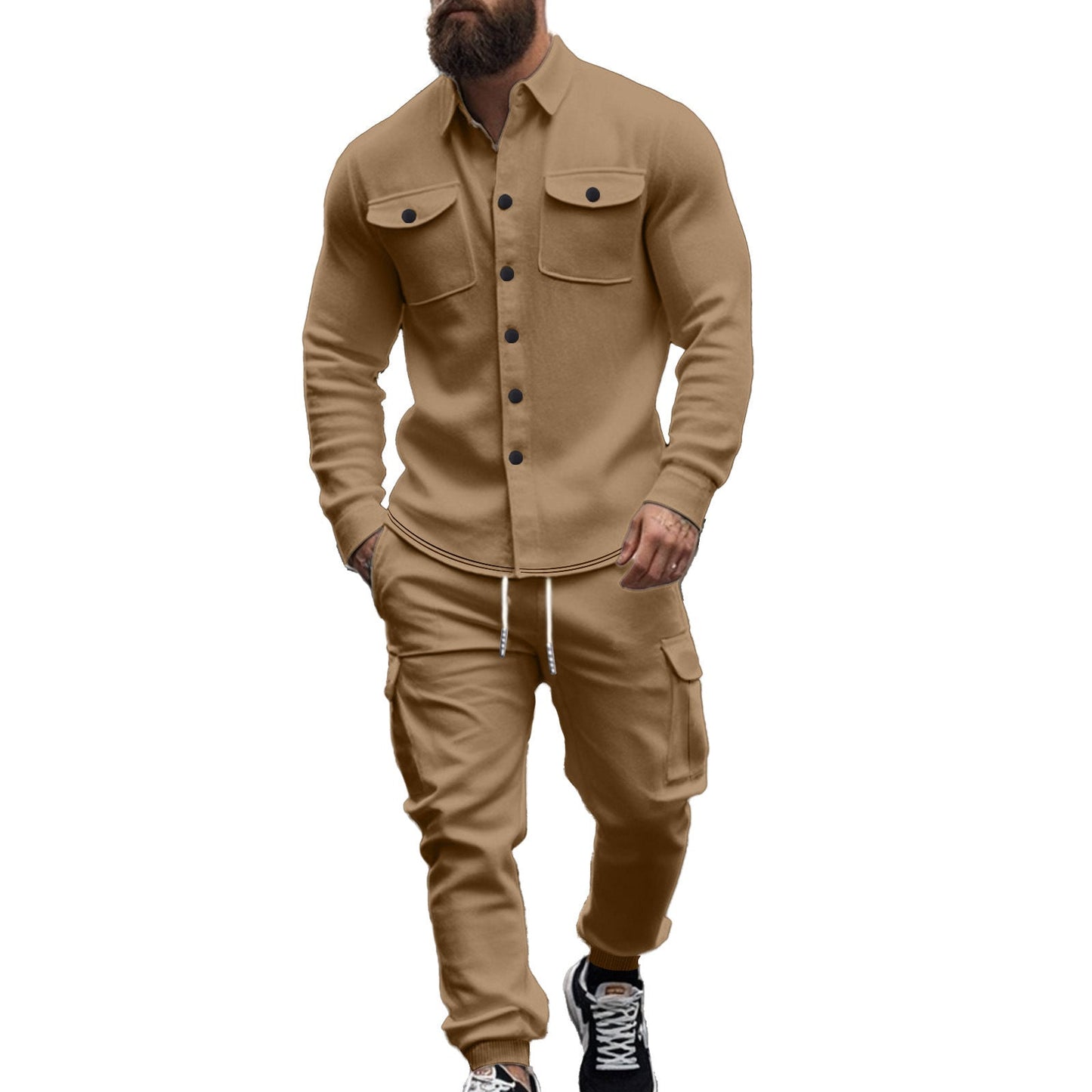 Men's Casual Set: Comfortable Trousers & Casual Shirt