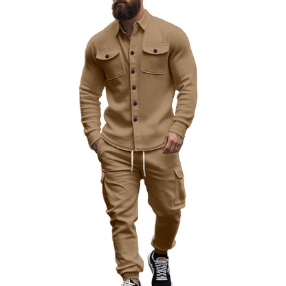 Men's Casual Set: Comfortable Trousers & Casual Shirt