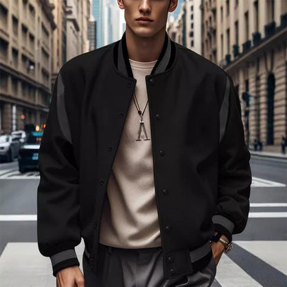 Men's Retro Varsity Jacket Sporty Contrast Sleeves