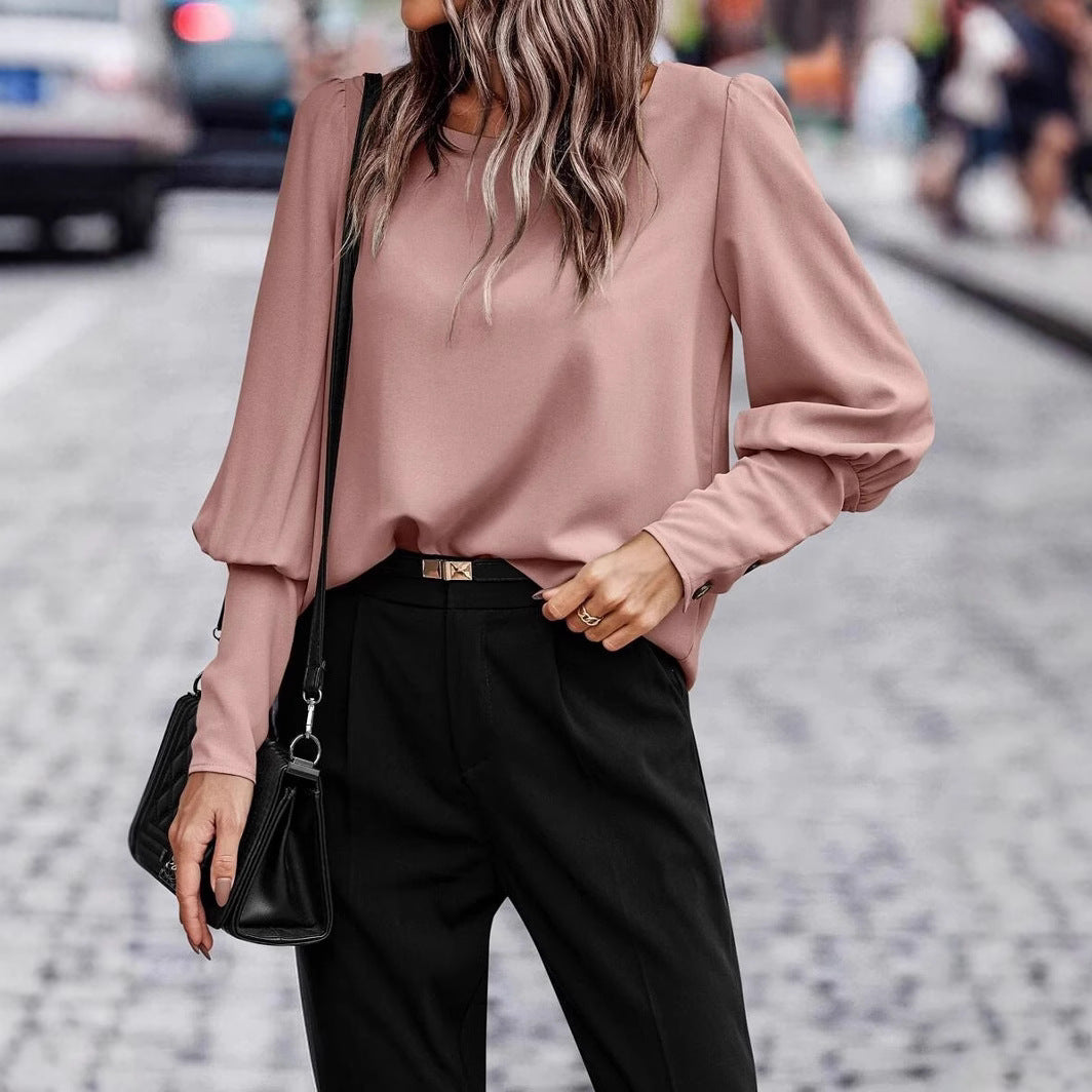 Damen Langarm Oberteil Elegant Stilvoll - IdealeKleiden