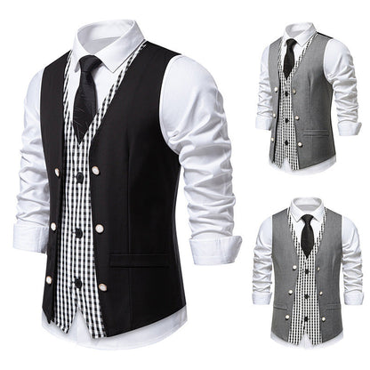 Herren Weste Elegant Kariert Modern - IdealeKleiden