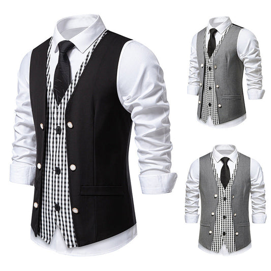 Herren Weste Elegant Kariert Modern - IdealeKleiden