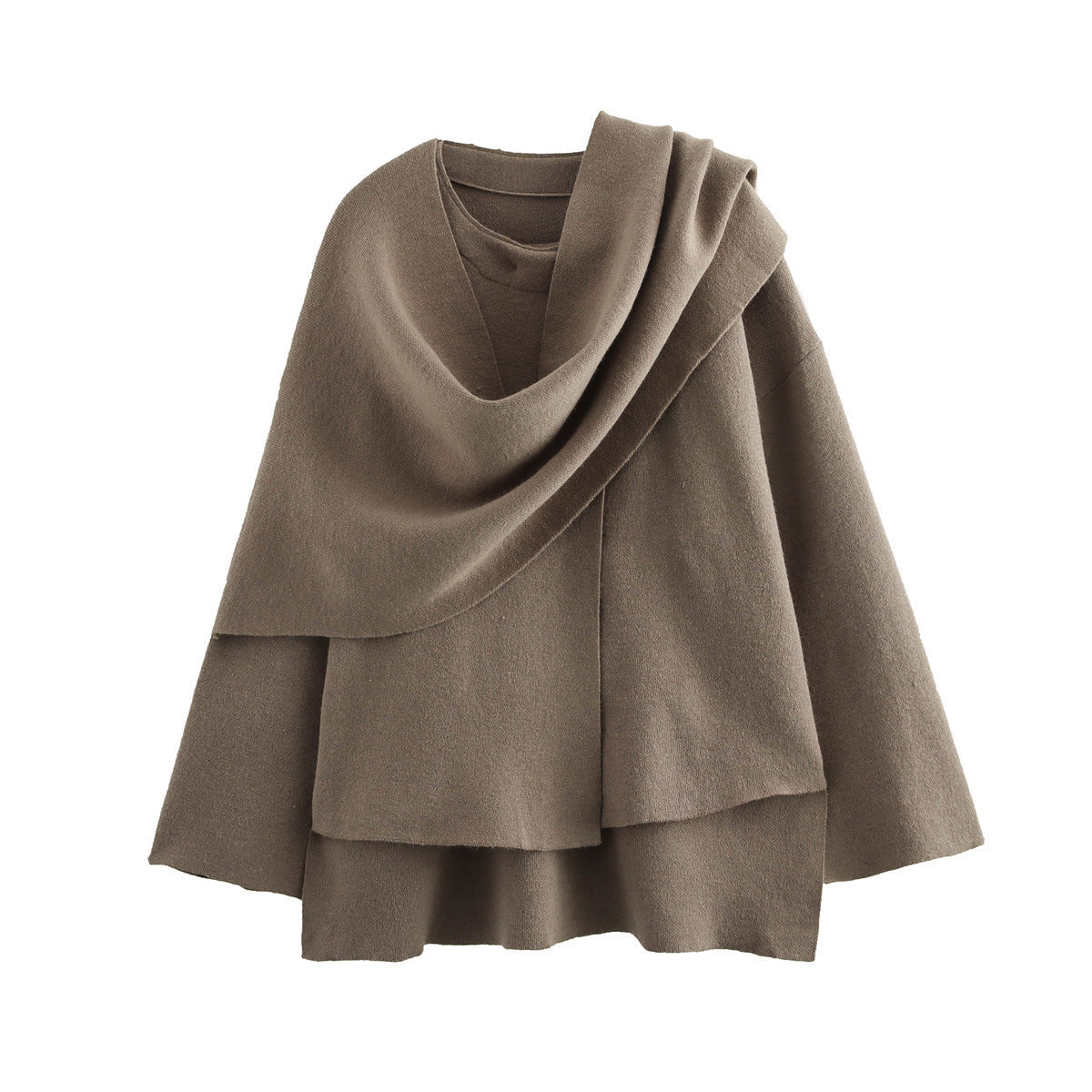 Women's Asymmetric Poncho Jacket Soft Fleece Wrap