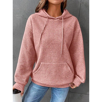 Women's Waffle Look Hoodie Jacket with Pocket