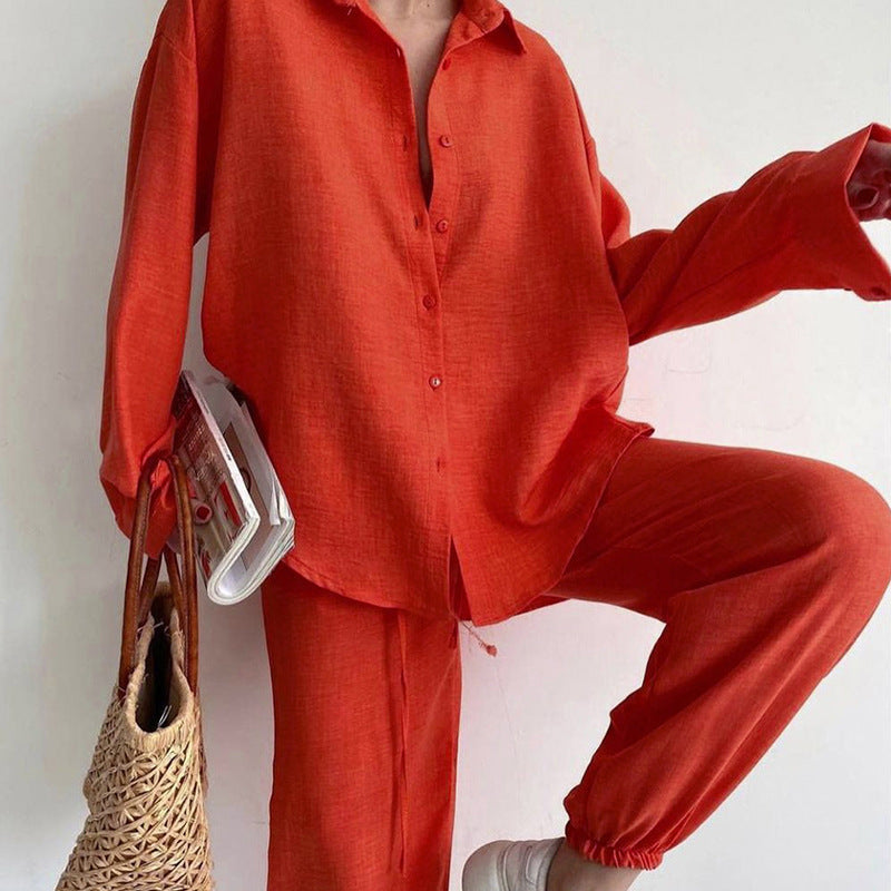 Women's Linen Suit Summer Elegant Pants Blouse
