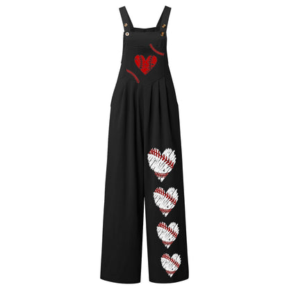 Women's Overalls Heart Pattern Trendy Chic