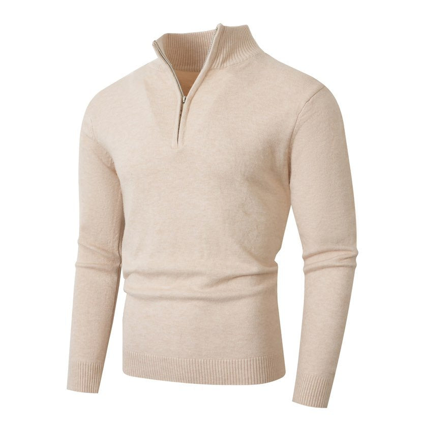 Men's Modern Pullover Half-Zip Textured Fabric