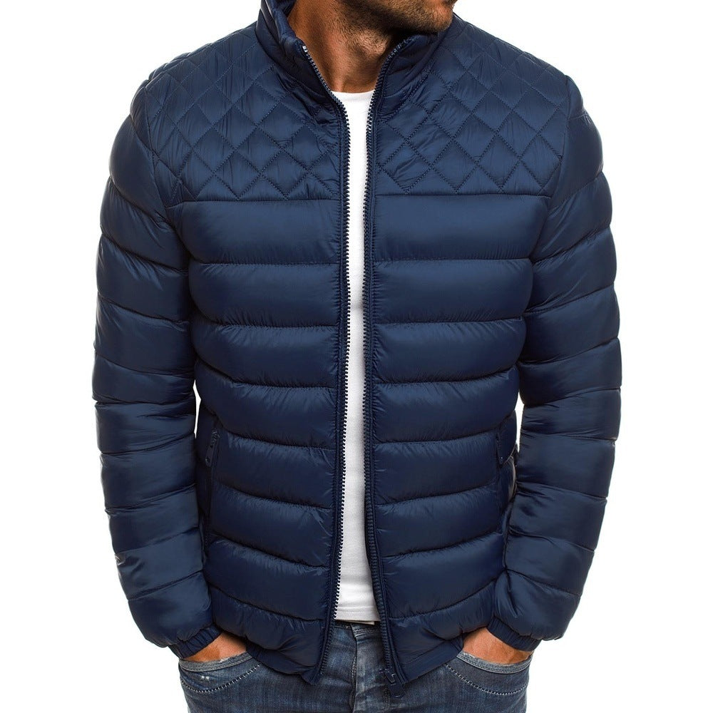 Men's Winter Jacket Quilted Vest High Collar Zipper Pockets