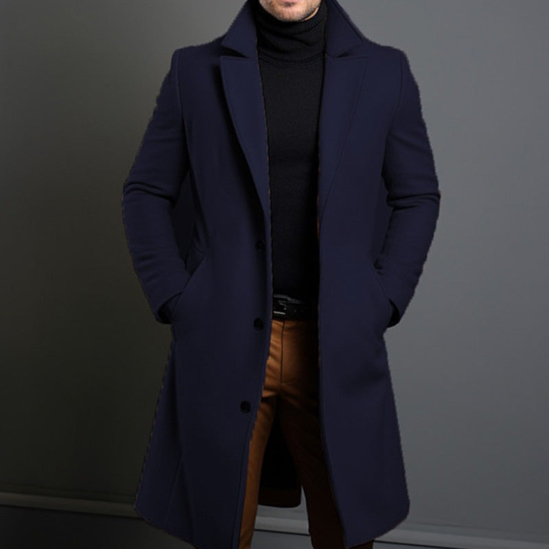 Classic Women's Trench Coat Tailored Wool Blend Knee-Length