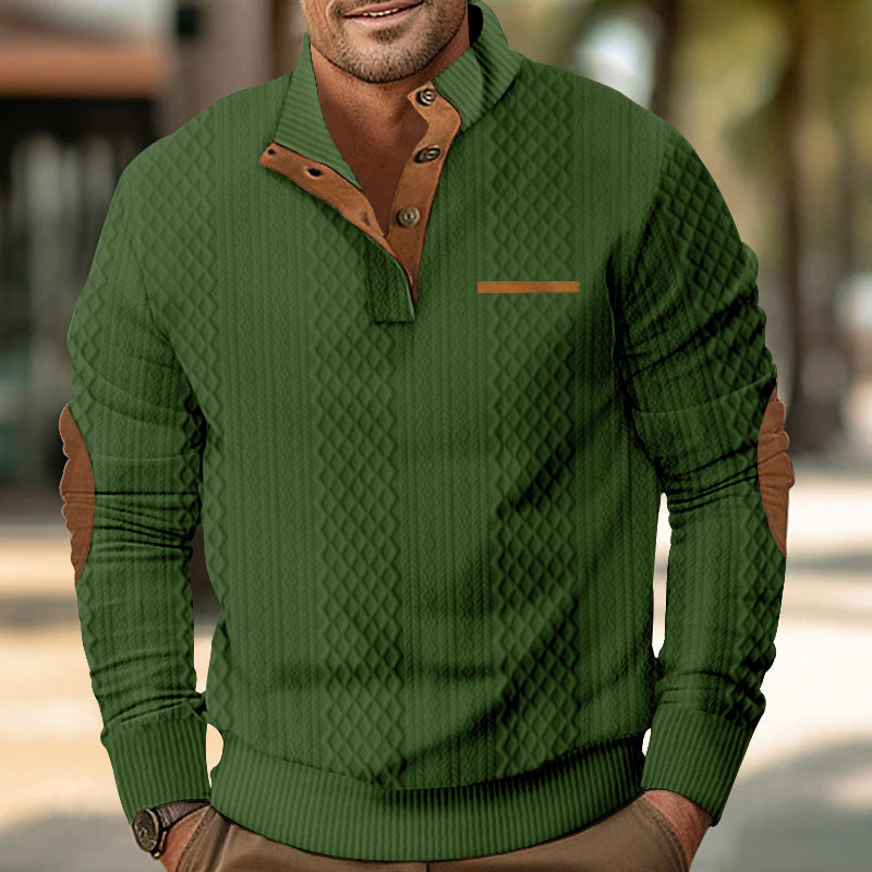 Men's Modern Textured Collar Knitted Sweater